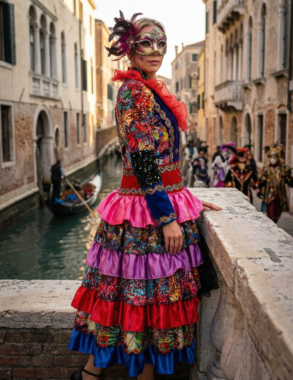 Vue de profil de la veste longue Fiesta Carnavale