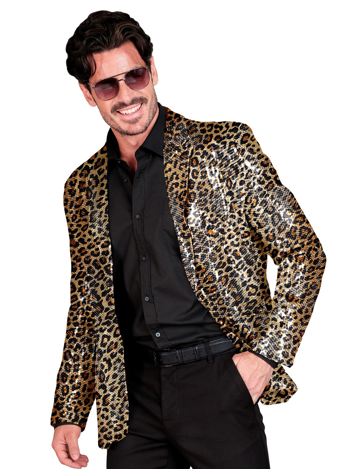 Chaqueta de leopardo con lentejuelas para adulto