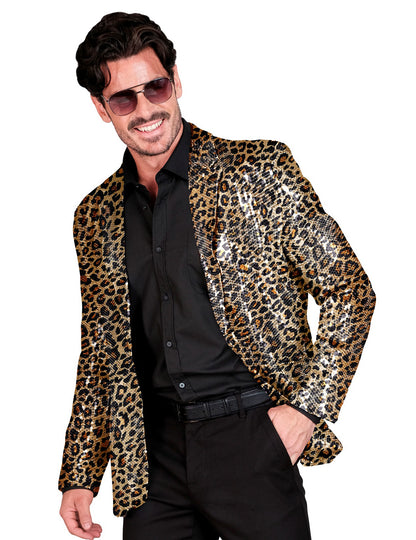 Chaqueta de leopardo con lentejuelas para adulto