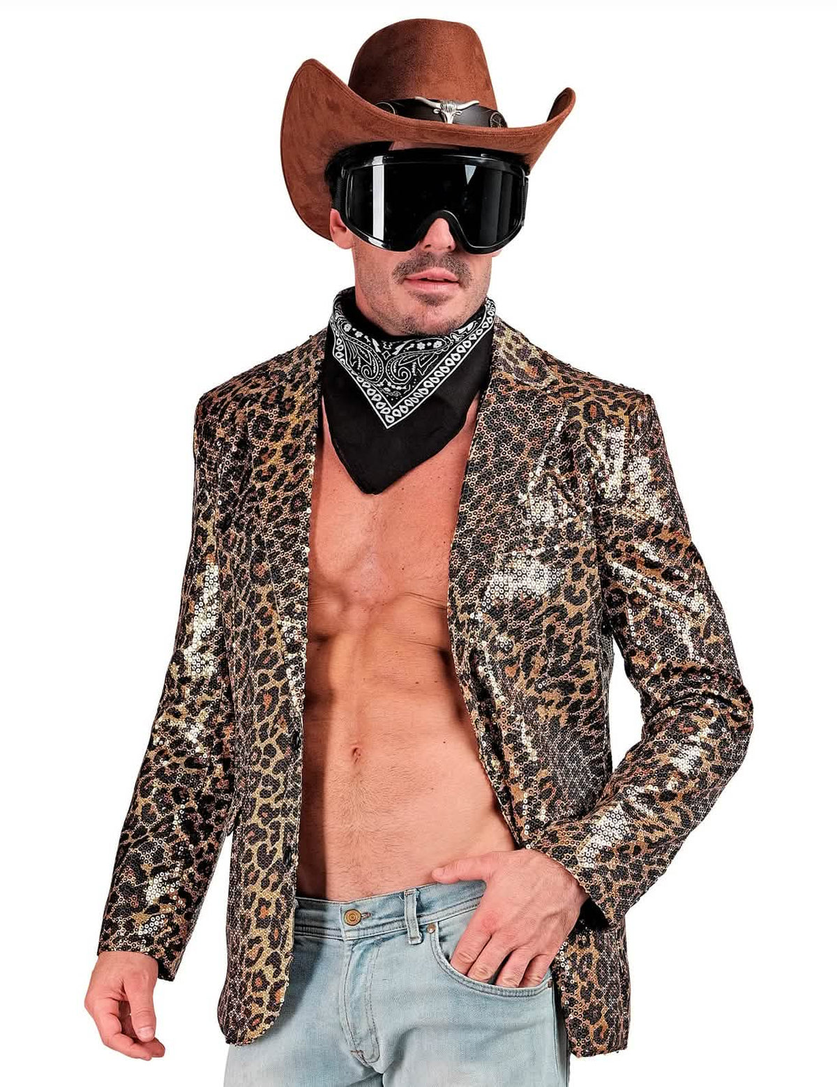 Chaqueta de leopardo con lentejuelas para adulto