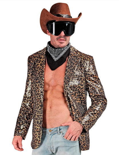 Chaqueta de leopardo con lentejuelas para adulto