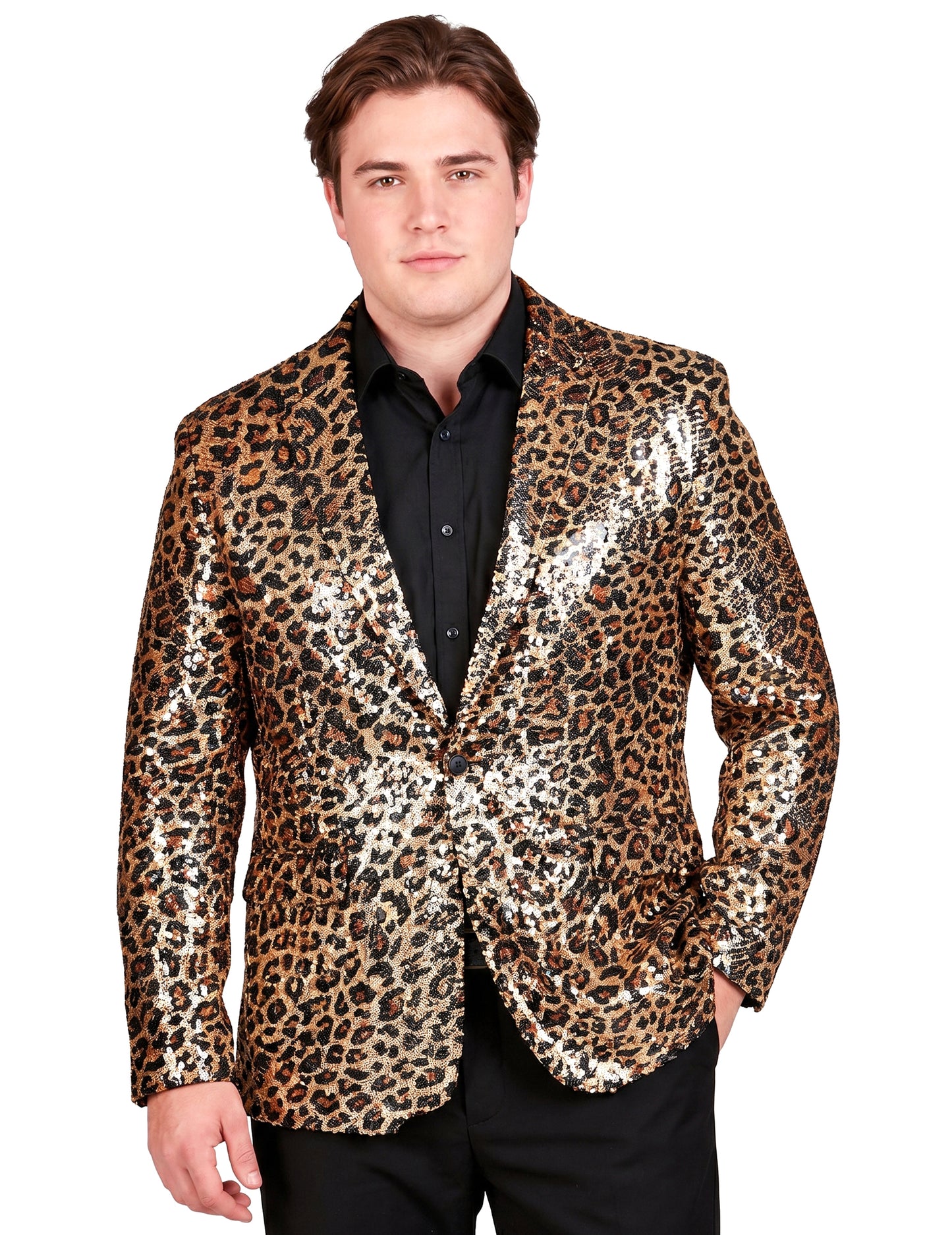 Chaqueta de leopardo con lentejuelas para adulto