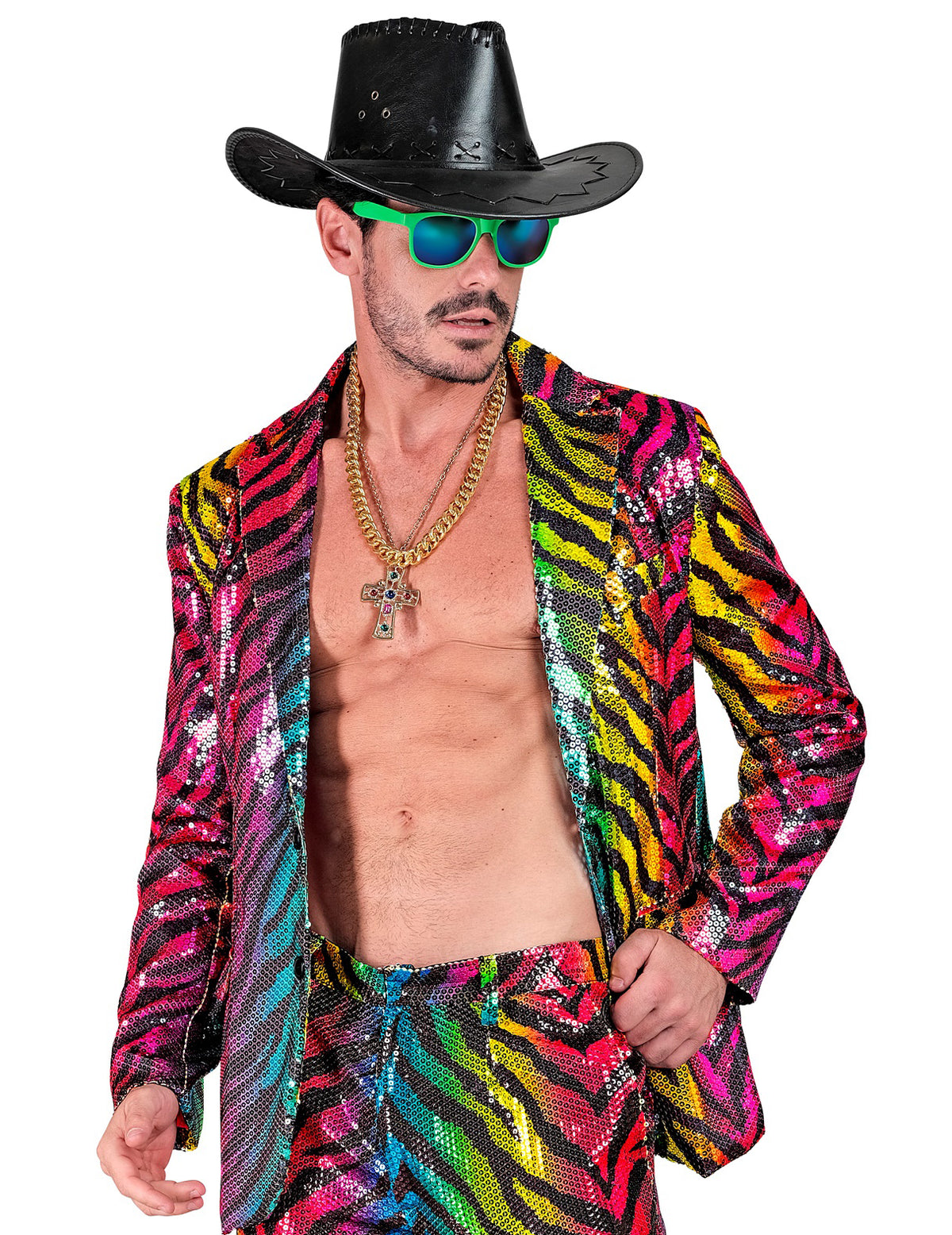 Chaqueta de tigre arco iris con lentejuelas para adultos