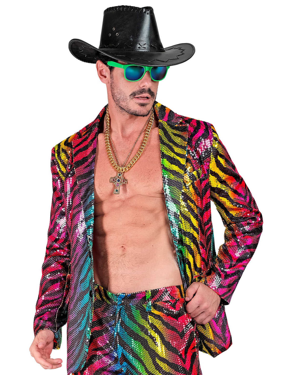 Chaqueta de tigre arco iris con lentejuelas para adultos
