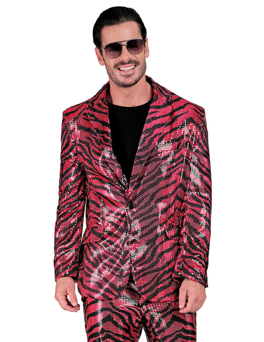 Chaqueta rosa cebra con lentejuelas para adulto