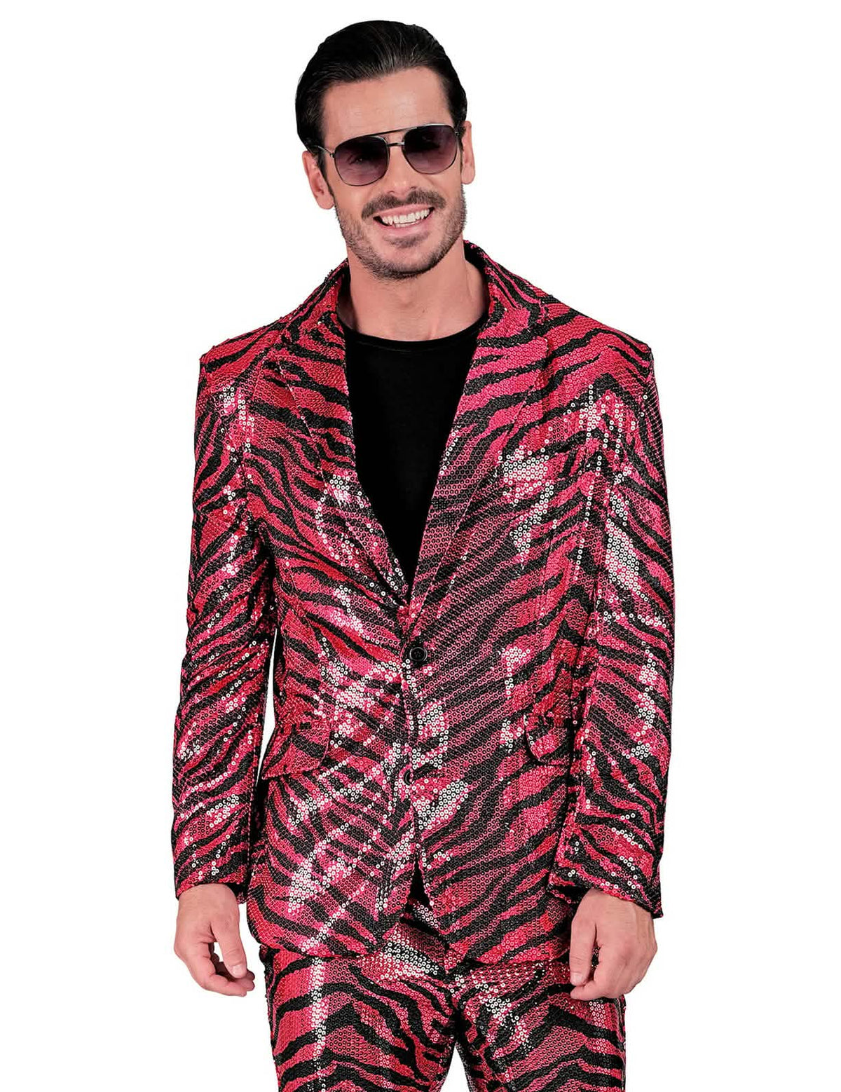Chaqueta rosa cebra con lentejuelas para adulto