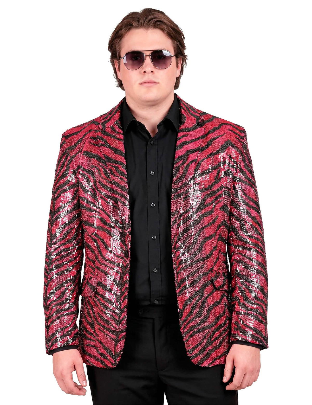 Chaqueta rosa cebra con lentejuelas para adulto