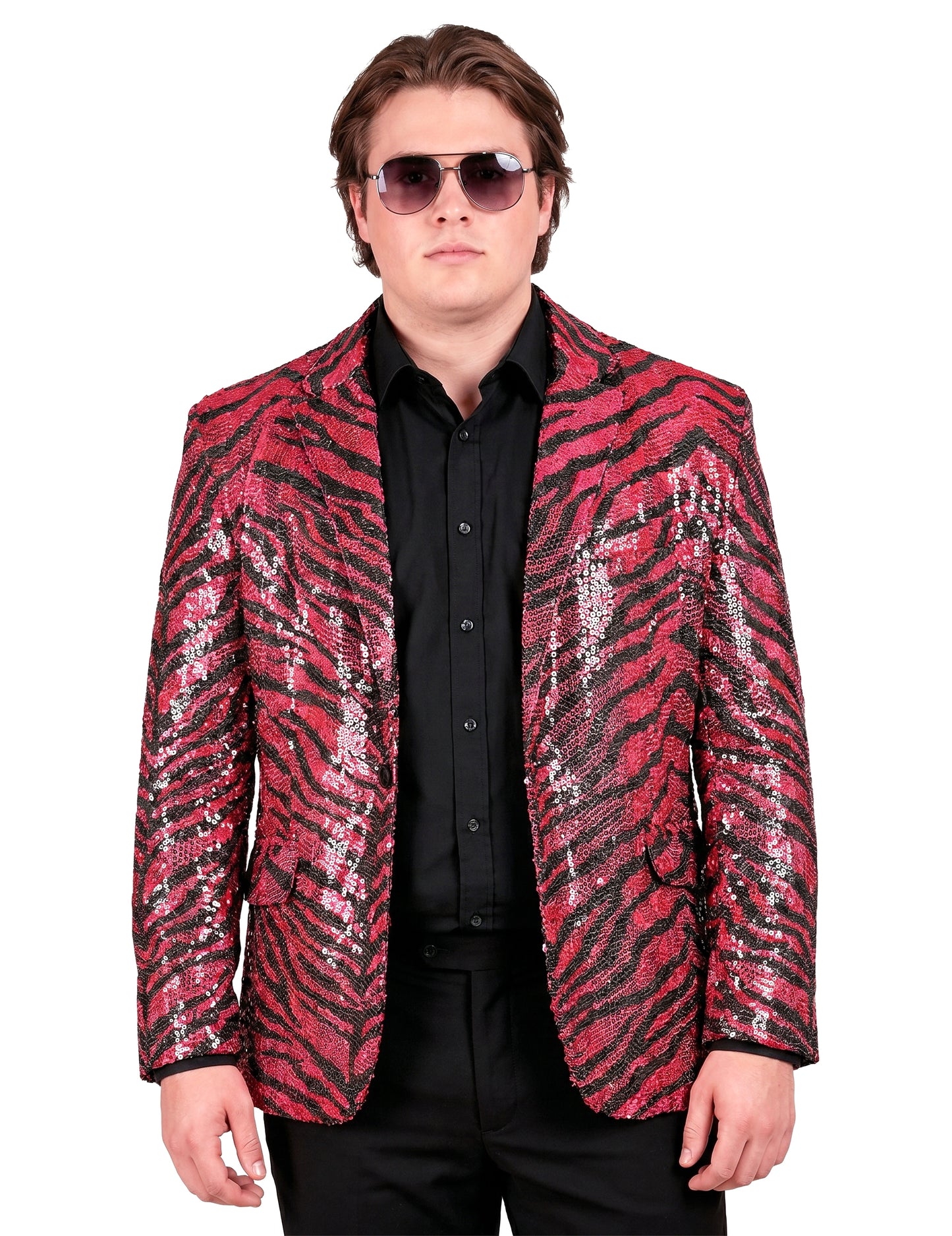 Chaqueta rosa cebra con lentejuelas para adulto