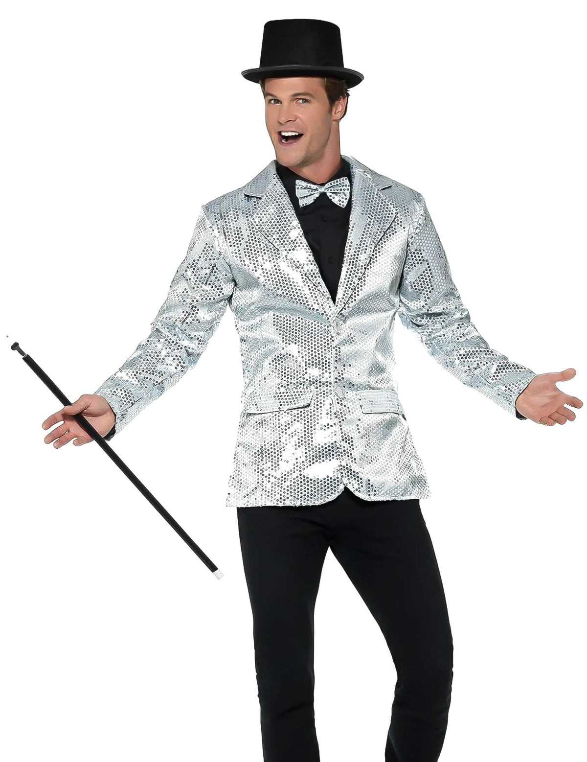 Veste disco à sequins luxe pour homme argent