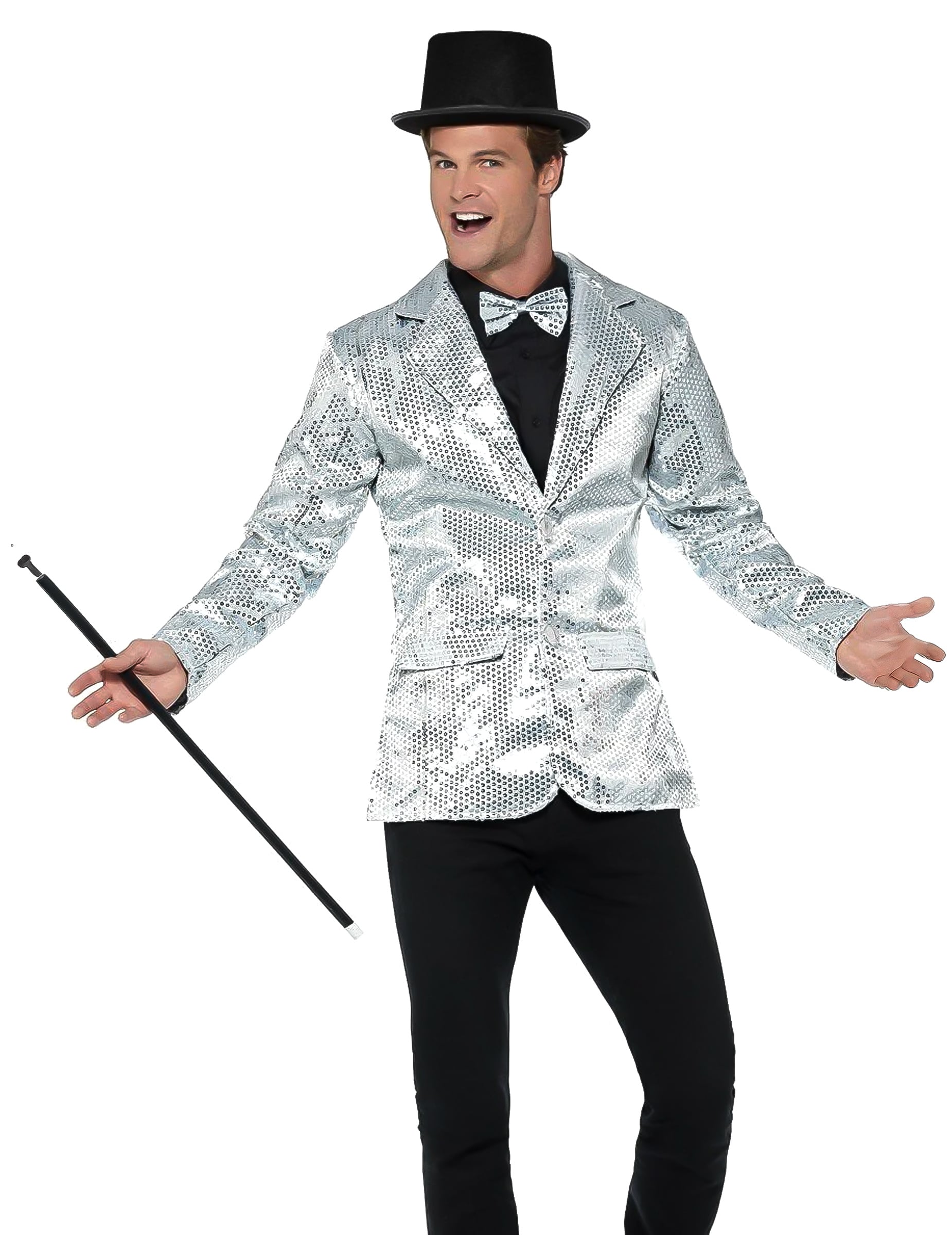 Veste disco à sequins luxe pour homme argent