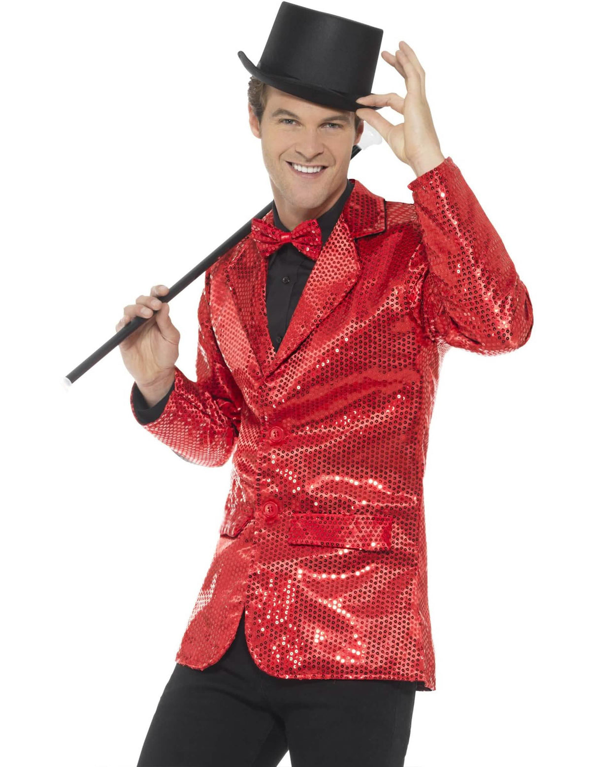Chaqueta disco de lujo para hombre rojo con lentejuelas