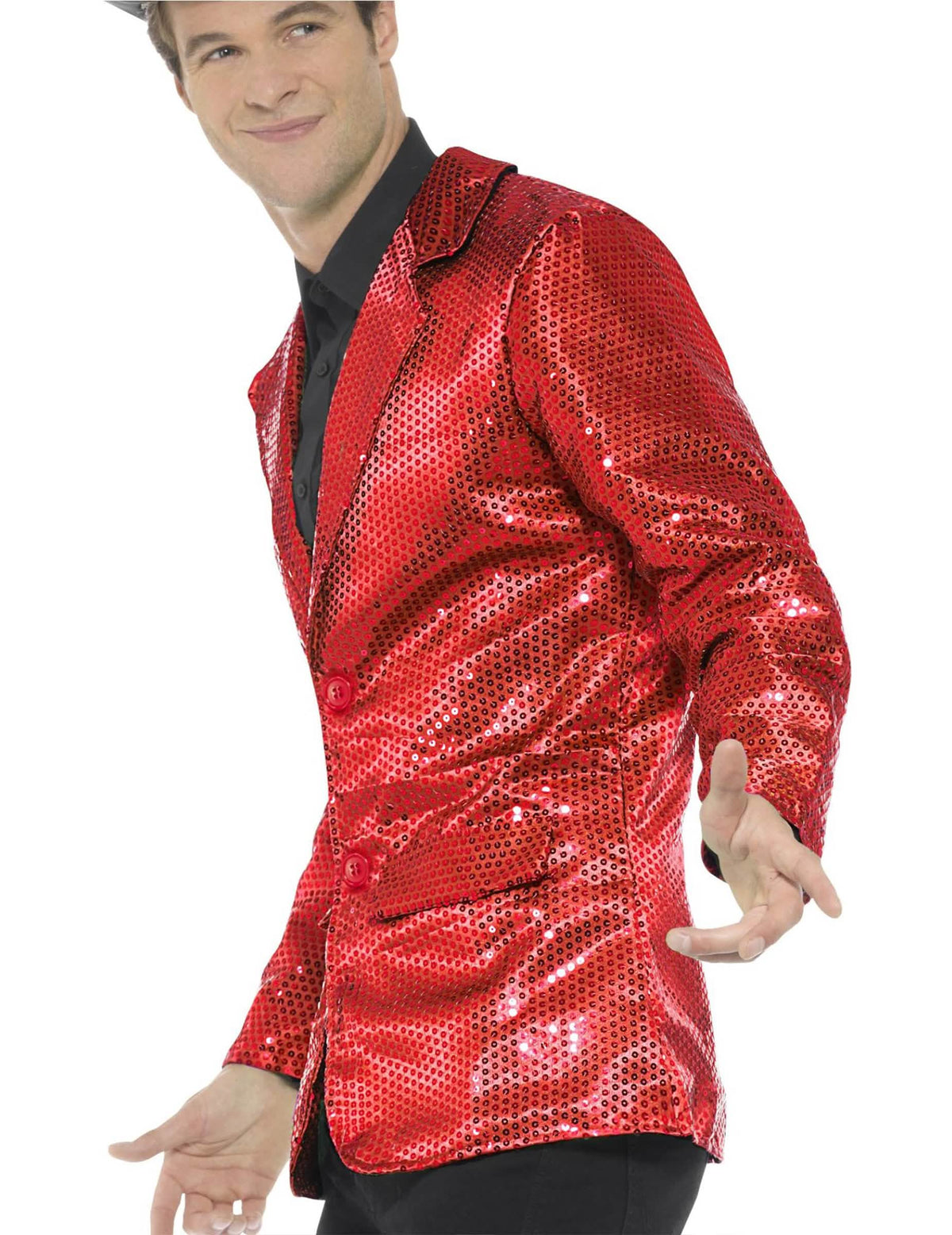 Vista de perfil de la chaqueta disco de lujo para hombre