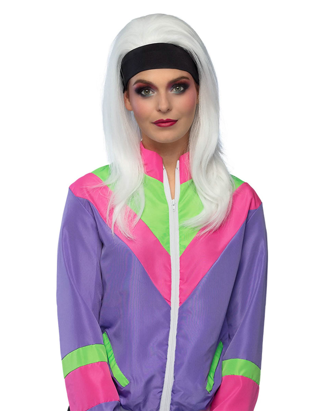 Primer plano del busto de la chaqueta de chándal retro para mujer
