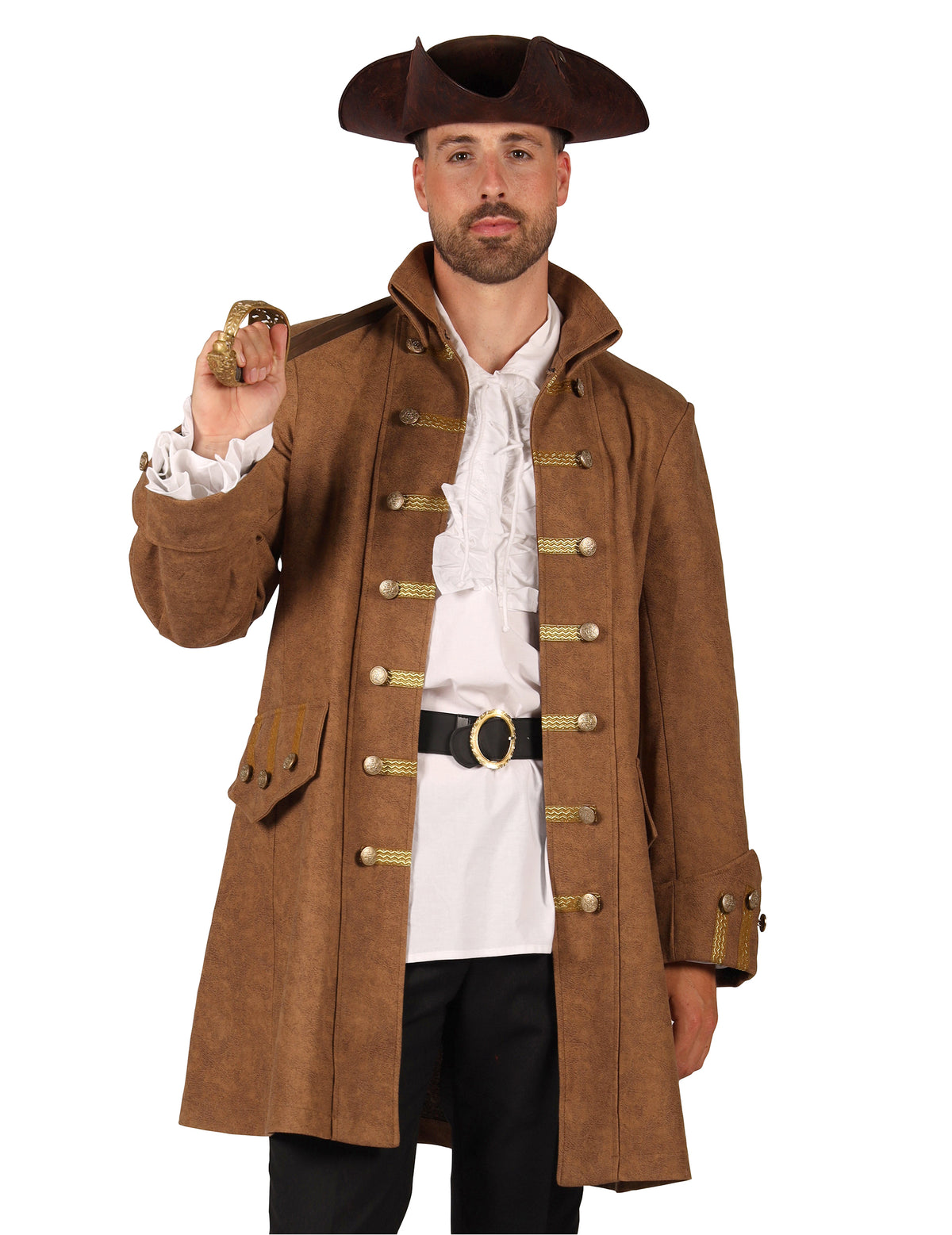 Chaqueta larga de pirata marrón hombre