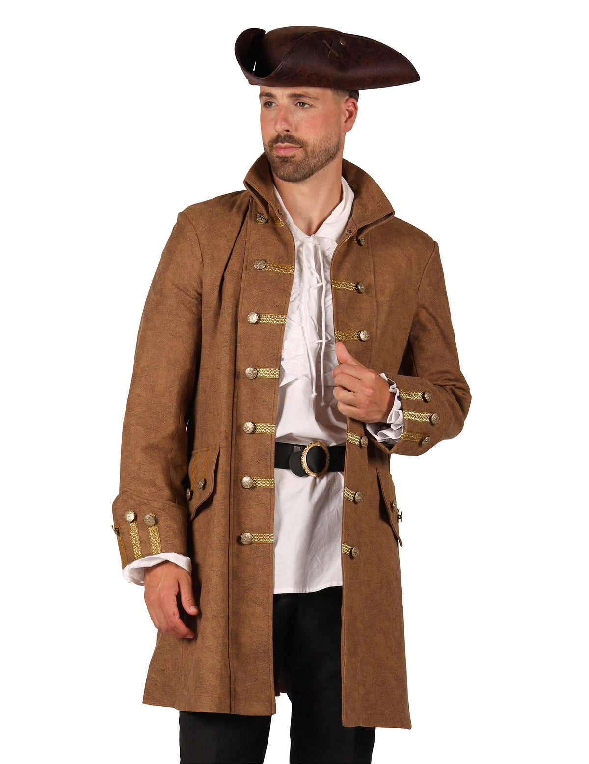 Chaqueta larga de pirata marrón hombre