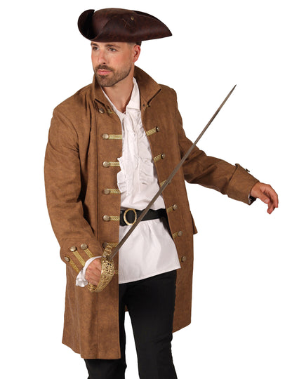 Chaqueta larga de pirata marrón hombre