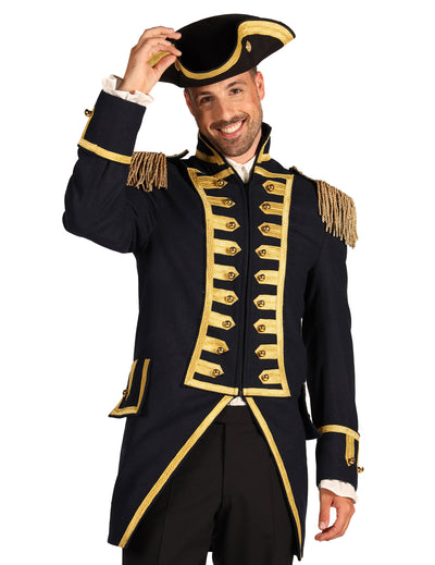 Chaqueta militar batalla de Waterloo azul marino lujo hombre