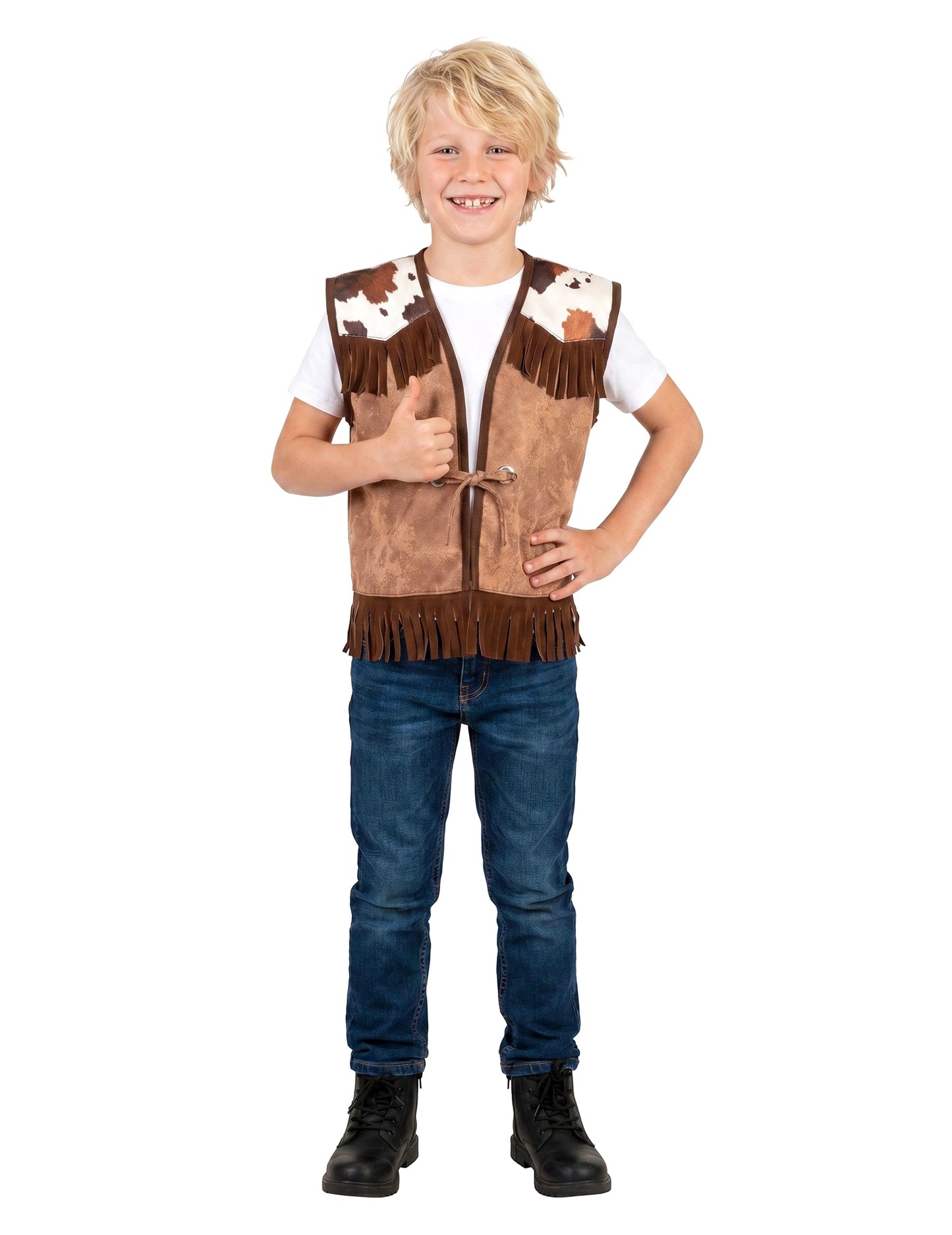 Chaleco western marrón claro niño